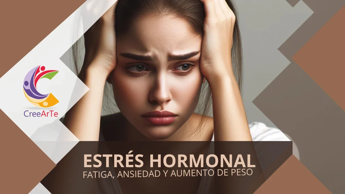 Mujer con estrés hormonal, mostrando signos de fatiga y cansancio