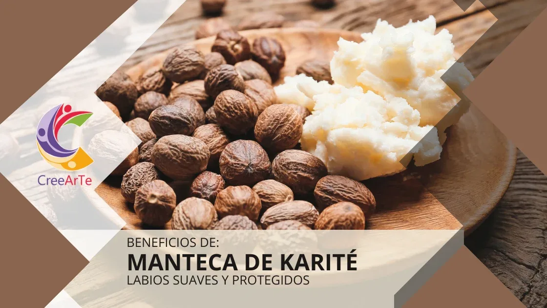 Manteca de karité en un plato junto a nueces de karité crudas, resaltando sus fuentes naturales