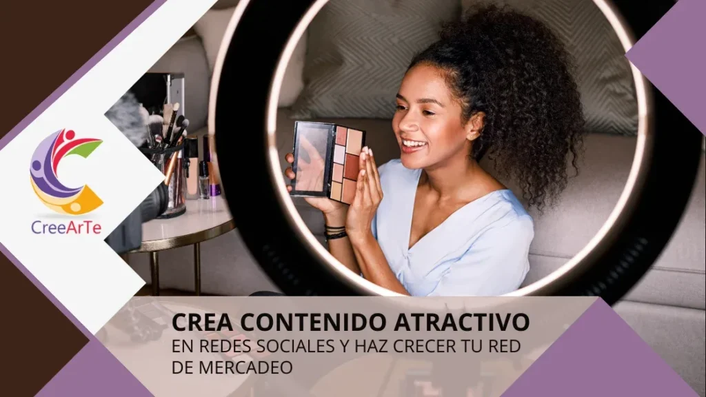 Mujer creando contenido de maquillaje en redes sociales.