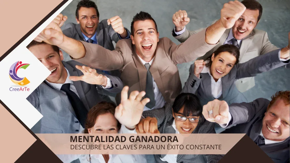 Equipo de empresarios exitosos celebrando con entusiasmo por su mentalidad ganadora en redes de mercadeo.