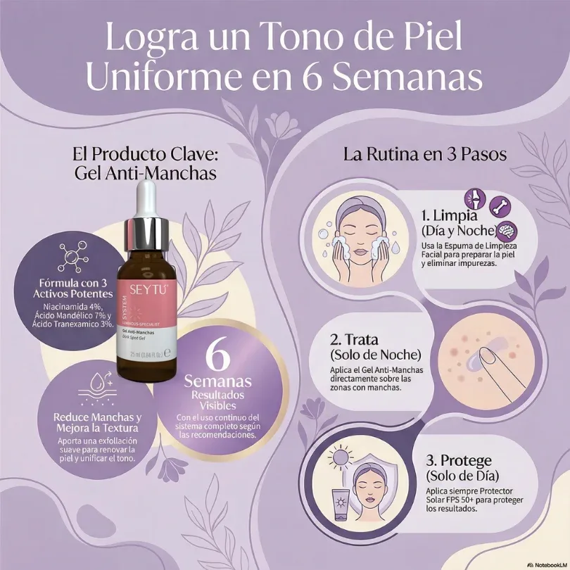 Rutina anti manchas cómo reducir manchas en la piel en 6 semanas con Gel Anti‑Manchas SeyTú