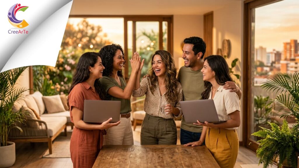 Emprendedora mexicana trabajando desde casa con su negocio de redes de mercadeo